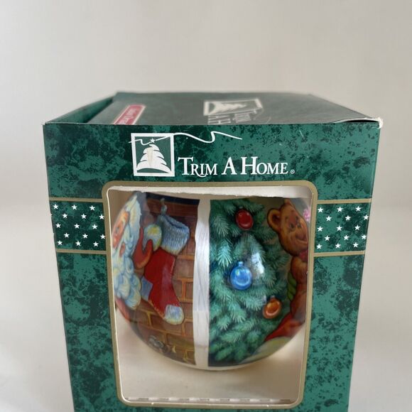 VTG 1999 TRIM A HOME SATIN ORNAMENT SANTA LITTLE TEDDY BEAR EATING PORAGE - Picture 12 of 14
